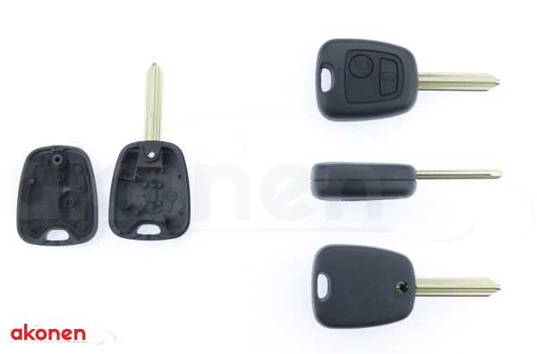 AKONEN Key shells 10208851 Citroen, with a key stem (SX9), 2 button: Open/closing button, no electronics and batteries! Without logo/brand!
Required appliance battery: CR 1620, Supplementary Article/Info 2: without electronics, Version: 004CT007, Number of control buttons: 2, Car key function: with locking button, with unlocking button, Key Blank Profile ID: SX9