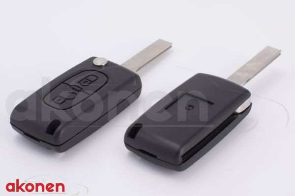 AKONEN Key shells 10208973 Peugeot with a key stem, 2 button: Open/closing button, no electronics and elements! Without logo/brand!
Required appliance battery: CR 2016, Supplementary Article/Info 2: without electronics, Version: 004PG014, Number of control buttons: 2, Car key function: with locking button, with unlocking button, Key Blank Profile ID: HU83