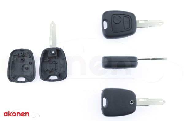 AKONEN Key shells 10208979 Peugeot with a key stem, 2 button: Open/closing button, no electronics and elements! Without logo/brand!
Required appliance battery: CR 2016, Supplementary Article/Info 2: without electronics, Version: 004PG020, Number of control buttons: 2, Car key function: with locking button, with unlocking button, Key Blank Profile ID: NE73