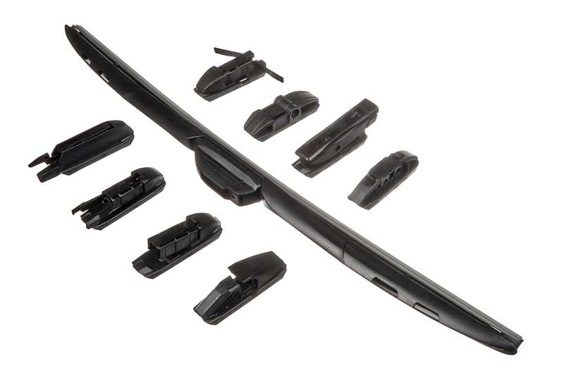 A.Z. MEISTERTEILE Wiper blades 10995294 525 mm. with 9 adapters. Hybrid windshield wiper
Length [mm]: 530, Length [in]: 21, Shape: Flat, Styling: with spoiler, Packing Type: Blister Pack