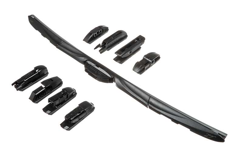 A.Z. MEISTERTEILE Wiper blades 10995295 550 mm. with 9 adapters. Hybrid windshield wiper
Length [mm]: 550, Length [in]: 22, Shape: Flat, Styling: with spoiler, Packing Type: Blister Pack