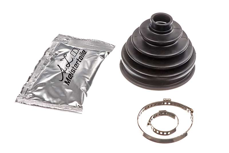 A.Z. MEISTERTEILE Drive shaft boot 11005403 Set. rubber bell. 2 clips. grease
Height [mm]: 90, Inner diameter 1 [mm]: 24, Inner diameter 2 [mm]: 90 1.