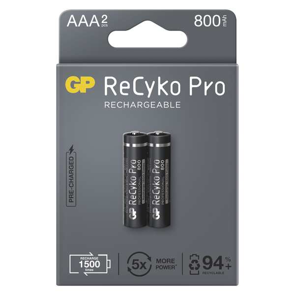 GP BATTERIES Batterie (wiederaufladbar) 124848 GP Item Recyko Pro HR03 2PP, GP Recyko Pro Nimh Batterie HR03 (AAA) 800mAH 2PCS, Mikro -Batterie Blist