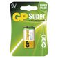 GP BATTERIES Batterie 11234507 GP Item Super 6LF22 1BL, GP Super Alkaline Element 9V 1pcs/Blister, 9V, Typ: 6LF22 9 V (6LR61), Abmessungen: 26,5 × 17,5 × 48,5 mm 3.