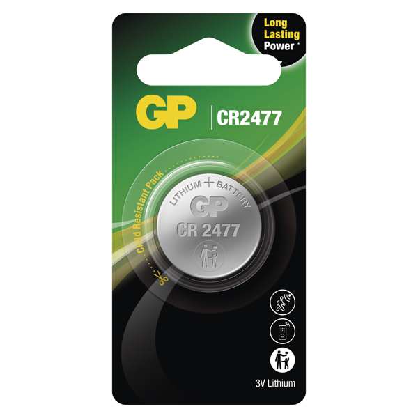 GP BATTERIES Batterie 11234534 GP -Taste Element CR2477 1BL, GP Lithium -Taste -Element CR2477 1PCS/Blister, 3V, Abmessungen: 24,5 × 7,7 mm