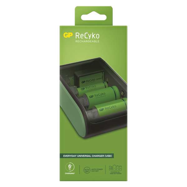 GP BATTERIES Ladegerät 11234560 GP Uni Ladegerät B631, GP Universal Ladegerät, Typ: Intelligent, Stecker Typ: USB, Ernährung: USB 5 V/2 A, gefüllte Zellen Größe: AAA, AA, C, D, 9 V, Art der geladenen Batterien: NIMH, Nummer von Ladungskanälen: 4, gleichzeitig geladene Batterien: 2 oder 4, Ladestrom AA: 370 m, Ladestrom AAA: 290 m, Ladestrom C: 550 m, Ladestrom D: 550 m, Ladestrom 9 V: 40-20 Heute