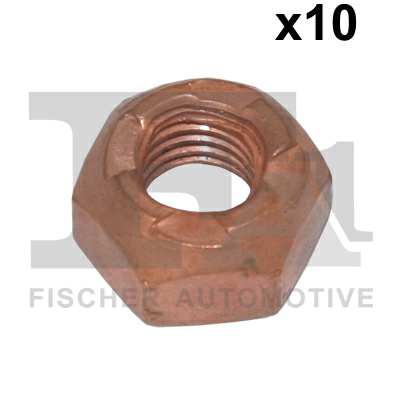 FA1 Auspuffsicherungsmutter 11236497 10pcs Pack, M10x1.5
Schlüsselweite: 17 mm, DIN-Normen (Muttern): DIN 980 (Sechskantmuttern mit Klemmteil), Gewindemaß: M10x1,5, Oberfläche: kupferbeschichtet, Schrauben-/Mutternausführung: selbstsichernde Mutter