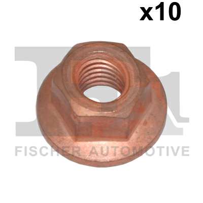 FA1 Auspuffsicherungsmutter 11236427 10pcs Pack, M7X1.0
Schlüsselweite: 11 mm, Gewindemaß: M7x1,0, Oberfläche: kupferbeschichtet