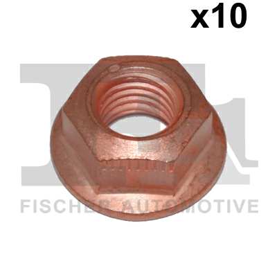 FA1 Auspuffsicherungsmutter 11236509 10pcs Pack, M10x1.5
Schlüsselweite: 16 mm, Gewindemaß: M10x1,5, Oberfläche: kupferbeschichtet, Ergänzungsartikel/Ergänzende Info 2: mit Flansch, Flanschdurchmesser [mm]: 21,5, Schrauben-/Mutternausführung: selbstsichernde Mutter