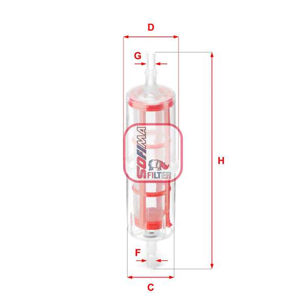 SOFIMA Fuel filter (universal) 10557028 1 piece! Diesel, big
Length [mm]: 205, Diameter [mm]: 49, Inlet O [mm]: 8, Outlet O [mm]: 10, Filter type: In-Line Filter, Diameter 2 [mm]: 41