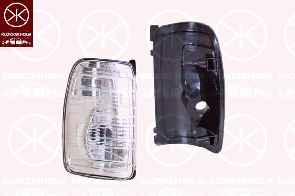 KLOKKERHOLM Turn indikator 11239756 Fitting Position: Right, Outer/Inner Mirror: Long mirror arm, Colour: White, Lamp Type: W16W, Supplementary Article/Supplementary Info: without socket