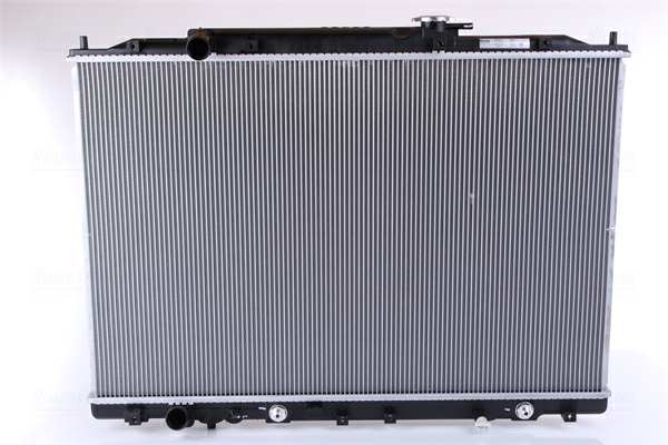 NISSENS Radiator 11243513 Cooling fins material: Aluminium, Core Depth [mm]: 26, Core Length [mm]: 500, Core Width [mm]: 768, Inlet O [mm]: 32,8, Outlet O [mm]: 32,8, Radiator type: Brazed cooling fins, Supplementary Article/Info 2: without expansion tank, Supplementary Article/Supplementary Info: with oil cooler, without gasket/seal, Water Tank Material (radiator): Plastic 1.