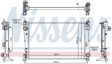 NISSENS Radiator 11243527 Cooling fins material: Aluminium, Core Depth [mm]: 26, Core Length [mm]: 620, Core Width [mm]: 397, Inlet O [mm]: 38,5, Outlet O [mm]: 38,5, Radiator type: Brazed cooling fins, Supplementary Article/Info 2: without expansion tank, Supplementary Article/Supplementary Info: without gasket/seal, Water Tank Material (radiator): Plastic 4.