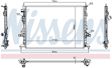 NISSENS Radiator 11243519 Cooling fins material: Aluminium, Core Depth [mm]: 16, Core Length [mm]: 672, Core Width [mm]: 488, Inlet O [mm]: 34, Outlet O [mm]: 34, Radiator type: Brazed cooling fins, Supplementary Article/Info 2: without expansion tank, Supplementary Article/Supplementary Info: without gasket/seal, Water Tank Material (radiator): Plastic 2.