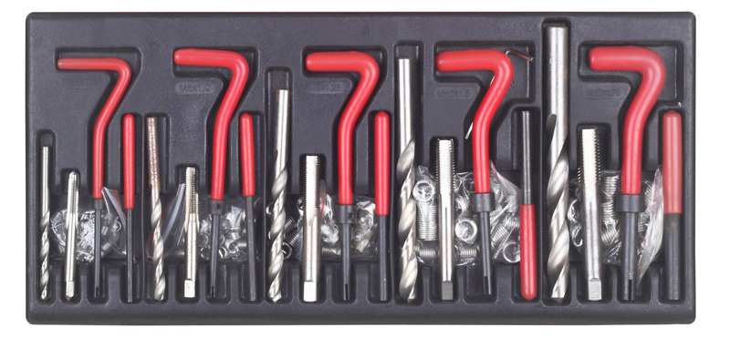 A.Z. MEISTERTEILE Thread repair set 11247283 "Ideal for repairing damaged or worn threads with M5, M6, M8, M10 and M12 threads.
Includes:
5 thread taps
5 twist drills
5 mounting accessories
5 tap breakers
25 threaded inserts M5 x 0.8 x 6.7mm
25 threaded inserts M6 x 1.0 x 8.0mm
25 threaded inserts M8 x 1.25 x 10.8mm
25 threaded inserts M10 x 1.5 x 13.5mm
10 threaded inserts M12 x 1.75 x 16.3mm"
Cannot be taken back for quality assurance reasons!