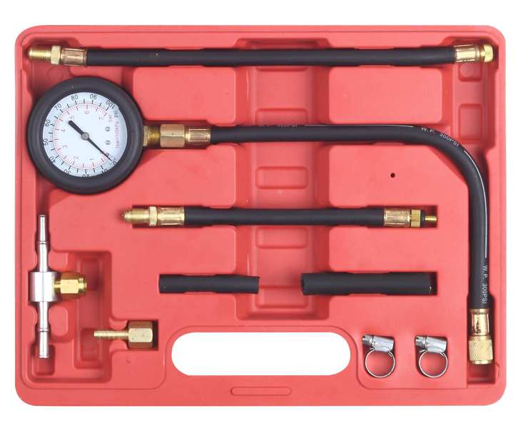 A.Z. MEISTERTEILE Fuel system pressure gauge set 11247304 "This tool is fit to measure the pump pressure, system pressure, operation of the pressure regulator and the residual pressure.
Measuring range 0 -7 bar, 0 - 100 Psi.
Universal set, incl. adapters for GM and Ford."
Cannot be taken back for quality assurance reasons!