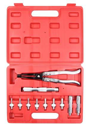 A.Z. MEISTERTEILE Valve seal removal and installer kit 11247282 "Precision machined seal driving adapters guide the seal for proper setting.
The set contains:
1 pc valve stem seal plier
1 pc drive handle 6""""/150mm long 
2 deep seal driving sockets for seals o.d. 10.8 - 14.8mm
7 seal driving adapters fit seals 5, 5.5, 6, 6.5, 7, 8mm and 3/8"""
Cannot be taken back for quality assurance reasons!