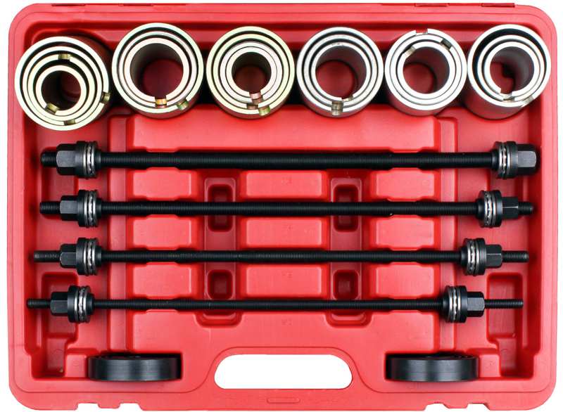 A.Z. MEISTERTEILE Sealing repair kit Universal 11247339 "For the removal and installation of bushes / bearings and seals etc.
Fully universal applications on both cars and LCV.
Contents:
20 Press Sleeves
Inside Diameter from 34-72mm in 2mm steps
Outside Diameter from 44-82mm in 2mm steps
4 Pulling Spindles with nuts and thrust bearings
"
Cannot be taken back for quality assurance reasons!