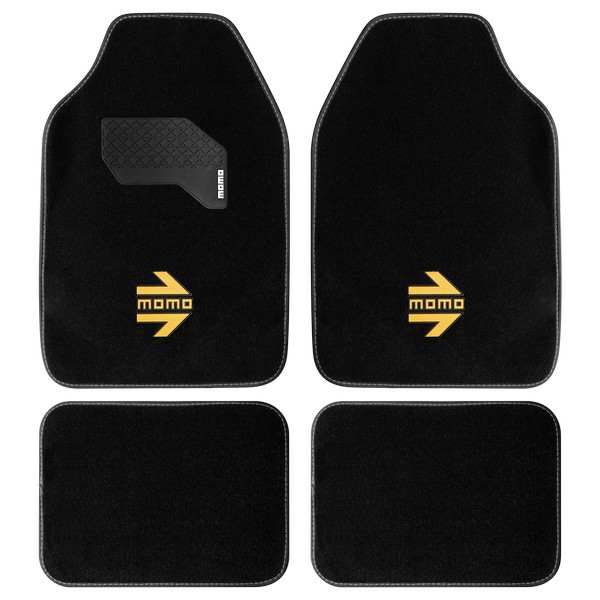 MOMO Floor carpet Universal 11255773 4pcs set, universal, black/yellow logo (fabric)