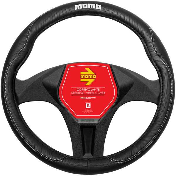 MOMO Steering wheel cover 11255732 Comfort, S-size, black and white/white logo