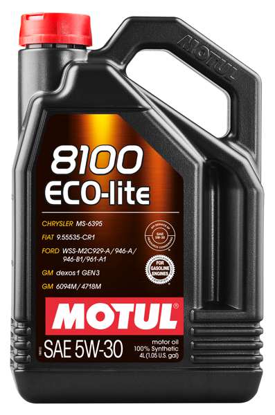 MOTUL Motor oil 11041361 8100 ECO-LITE 5W-30 4L, high quality 100% synthetic lubricant, use: car, direct or center-centered petrol or suction engines. Standard: API SP-RC, ILSAC GF-6A, Approval: GM Dexos1 GEN3, Chrysler MS-6395, Ford WSS M2C 929-A / 946-A / 946-B1, GM 4718M / 6094M, Fiat9.55535-CR1, Recommended : Acura, Chrysler, Dodge, Ford, Genesis, Honda, Hyundai, Infiniti, Kia, Lexus, Mazda, Mitsubishi, Nissan, Subaru, Toyota
Capacity [litre]: 4, Packing Type: Canister, SAE viscosity class: 5W-30, Oil manufacturer