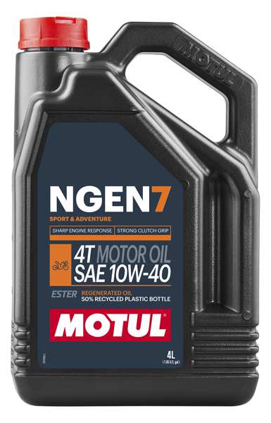 MOTUL Motorenöl (Motorrad) 11278267 NGen 7 10W-40 4T, 4L-Verpackung, API SN, Jaso MA2, Motorart: Vier-Takt, geeignet für jede Hochleistungsstraße oder einen Feldmotor mit einem 4-Takt-Motor, integriertes Getriebe, nass oder trockener Kupplung.
Inhalt [Liter]: 4, Gebindeart: Kanister, Viskositätsklasse nach SAE: 10W-40, Spezifikation nach API: SP, Spezifikation nach JASO: MA2
Kann aus Gründen der Qualitätssicherung nicht zurückgenommen werden! 1.