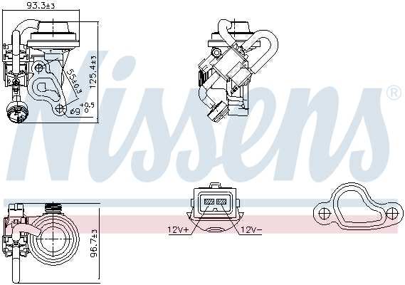 NISSENS EGR valve 11280381 Material: Aluminium, Number of pins: 2, Operating Mode: Electric-pneumatic, Supplementary Article/Info 2: without sensor, without vacuum bypass, without cable, with electronics Technical Information: FIRST FIT - Includes gaskets and O-rings when needed