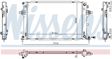 NISSENS Radiator 11280703 Cooling fins material: Aluminium, Core Depth [mm]: 16, Core Length [mm]: 610, Core Width [mm]: 403, Inlet O [mm]: 19,3, Outlet O [mm]: 19,3, Radiator type: Brazed cooling fins, Supplementary Article/Info 2: without cap, without expansion tank, Supplementary Article/Supplementary Info: with oil cooler, with gaskets/seals, Water Tank Material (radiator): Plastic 2.