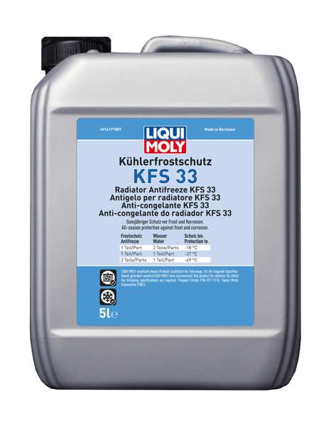 LIQUI-MOLY Frostschutzmittel 11297893 Frostschutzmittelkonzentrat KFS33, 5L, Blaugrün, Ethylenglykol-Basis-Wirkstoffkombination mit einem gut durchdachten Oat-Inhibitor-Paket. Es bietet einen äußerst guten Schutz vor Frost, Korrosion und Überhitzung, Amin, Nitrit, Phosphat und Wein sowie Silikatfreien. Mit Wasser gemischt, ermöglicht es Ihnen, das ganze Jahr über sicher zu operieren. Mischraten auf dem technischen Datenblatt!
Inhalt [Liter]: 5, Gebindeart: Kanister, Ölherstellerempfehlung: PSA B71 5110, Toyota MotorCorp TMC
Kann a