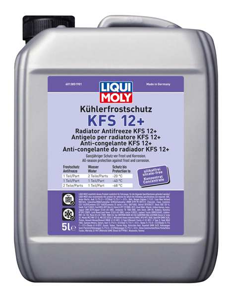 LIQUI-MOLY Frostschutzmittel 11297906 Das Frostrezekonzentrat G12, KFS12+, 5L, Pink, Ethylenglykol-basierter Wirkstoffkombination auf Basis von Wirkstoff, insbesondere für Hochleistungs-Oat-Inhibitor-Pakete, die für fortschrittliche Aluminiummotoren entwickelt wurden. Es bietet einen hervorragenden Schutz gegen Frost, Korrosion und Überhitzung, Amin, Nitrit, Phosphat, Wein und Silikatfreie. Mit Wasser gemischt, ermöglicht es Ihnen, das ganze Jahr über sicher zu operieren. Mischraten auf dem technischen Datenblatt!
Inhalt [Liter]: 5