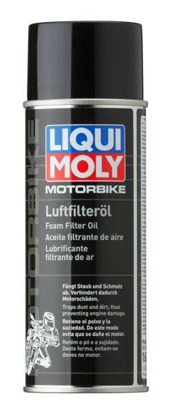 LIQUI-MOLY Luftfilteröler 11297957 Motorrad -Luftfilterölspray, 400 ml, spezielles Aerosol, um die Schwamm- und Stoffluftfilter zu befeuchten. Selbst unter extremen Anwendungen bindet es zuverlässig Staub und Schmutz in den Filter und verhindert somit Motorschäden. Es garantiert ein optimales Luftgetriebe und somit maximale Motorleistung.
Gebindeart: Dose, Inhalt [ml]: 400
Kann aus Gründen der Qualitätssicherung nicht zurückgenommen werden!