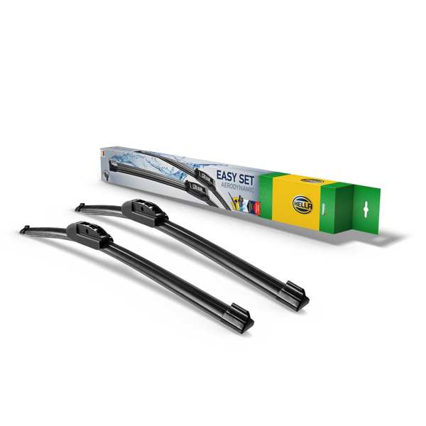 HELLA Wiper blades 11300134 Fitting Position: Front, Length 1 [mm]: 650, Length 2 [mm]: 400, Length 1 [Inch]: 26, Length 2 [Inch]: 16, Wiper blade type: Flat wiper blade, Left-/right-hand drive vehicles: for left-hand drive vehicles, Assy./disassy. by qualified personnel required!: 1.