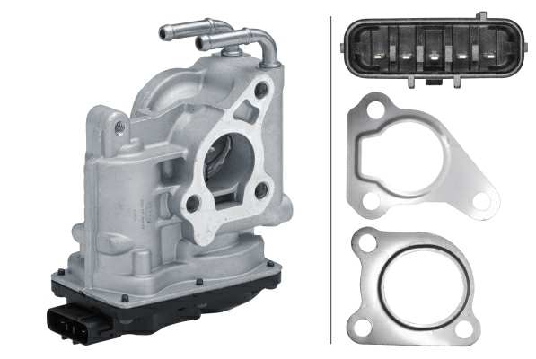 HELLA EGR valve 11299238 Operating Mode: Electric, Voltage [V]: 12, Number of pins: 5, Supplementary Article/Supplementary Info: with gaskets, Assy./disassy. by qualified personnel required!:
