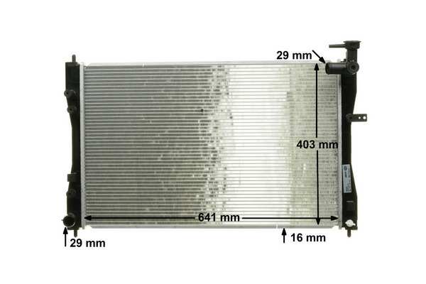 BEHR HELLA SERVICE Radiator 11312262 Radiator type: Brazed cooling fins, Core Length [mm]: 640, Core Width [mm]: 402, Core Depth [mm]: 16, Water Tank Material (radiator): Plastic, Transmission Type: Manual Transmission 1.