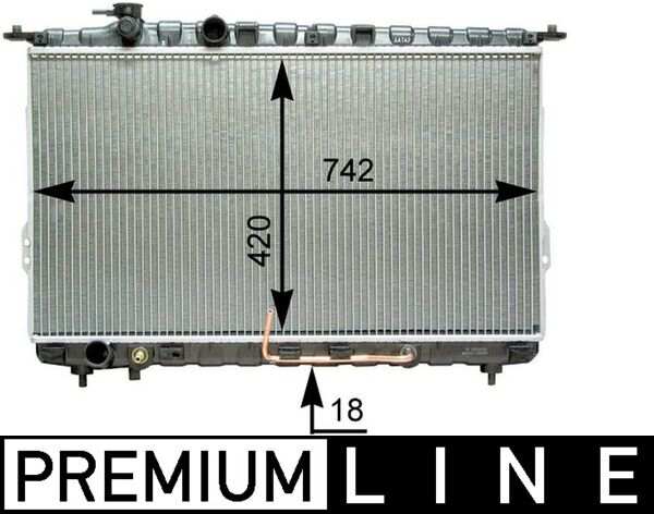 BEHR HELLA SERVICE Radiator 11312031 Radiator type: Brazed cooling fins, Core Length [mm]: 742, Core Width [mm]: 420, Core Depth [mm]: 18, Water Tank Material (radiator): Plastic, Vehicle Equipment: for vehicles with/without air conditioning, Transmission Type: Automatic Transmission 1.