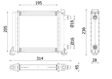 BEHR HELLA SERVICE Radiator 11312555 Radiator type: Brazed cooling fins, Core Length [mm]: 195, Core Width [mm]: 205, Core Depth [mm]: 28, Water Tank Material (radiator): Plastic, Inlet O [mm]: 16, Outlet O [mm]: 16, Cooling fins material: Aluminium, Manufacturer: MAHLE 2.