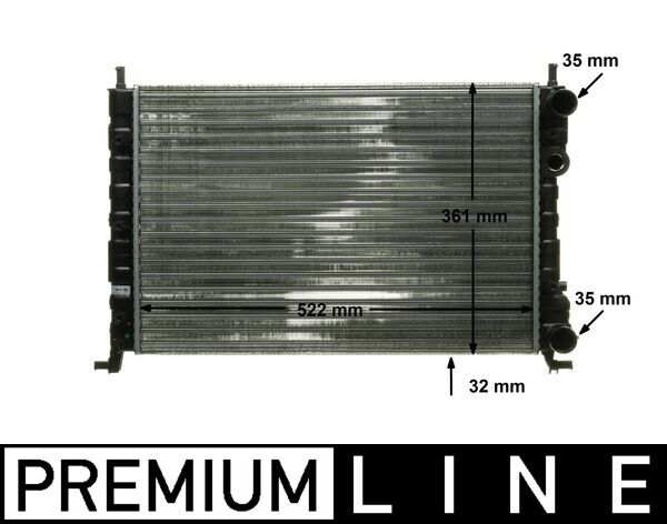BEHR HELLA SERVICE Radiator 11311326 Radiator type: Mechanically jointed cooling fins, Core Length [mm]: 522, Core Width [mm]: 359, Core Depth [mm]: 32, Vehicle Equipment: for vehicles with air conditioning, Transmission Type: Manual Transmission