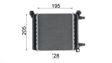 BEHR HELLA SERVICE Radiator 11312555 Radiator type: Brazed cooling fins, Core Length [mm]: 195, Core Width [mm]: 205, Core Depth [mm]: 28, Water Tank Material (radiator): Plastic, Inlet O [mm]: 16, Outlet O [mm]: 16, Cooling fins material: Aluminium, Manufacturer: MAHLE 7.