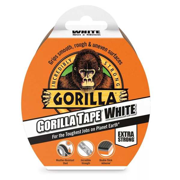 GORILLA GLUE Klebeband 682806 Gorilla -Klebeband weiß, weiß, Wasser und wetterfest, Hand -Tore, UV Stehend, Textilverstärktes Klebeband, 10 m x 48 mm
Kann aus Gründen der Qualitätssicherung nicht zurückgenommen werden! 1.