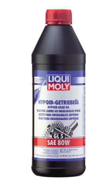 LIQUI-MOLY Gear oil 11297918 Hypoid Shift Oil GL5 80W, 1L, self -locking differential, high -load engines, especially hypooid shaft drives. The requirements of the vehicle manufacturer or aggregate manufacturer must be followed! Approval: API GL5, MIL-L 2105 D, Recommendations: MAN 342 TYP M1, Volvo 97314, ZF TE-ML 17B
Capacity [litre]: 1, Packing Type: Tin, SAE viscosity class: 80W, API specification: GL-5, Manufacturer Approval: MIL-L 2105 D, Oil manufacturer recommendation: MAN 342 Typ M1, Volvo 97314, ZF TE-ML 17B
Can 1.