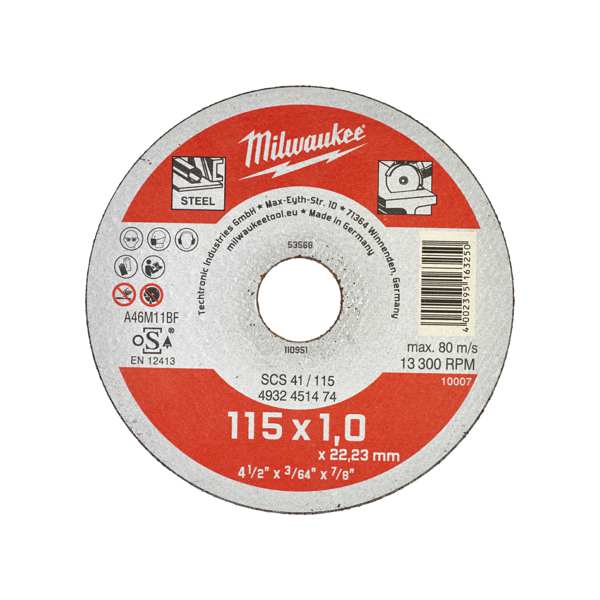 MILWAUKEE Schneidscheibe 11325779 Schneiden von Hundemetall WSCS41/ 115 x 1 mm, 10 Stcs/ Pack