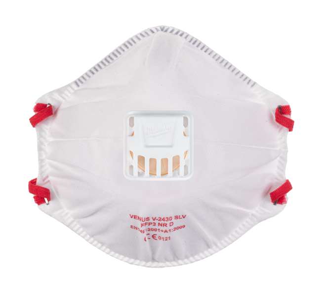 MILWAUKEE Protector mask 11325789 FFP3 valve respiratory mask, cup shape, 10 pcs/package, EN149: 2001/A1: 2009 Anti -particles with filter materials certified 1.