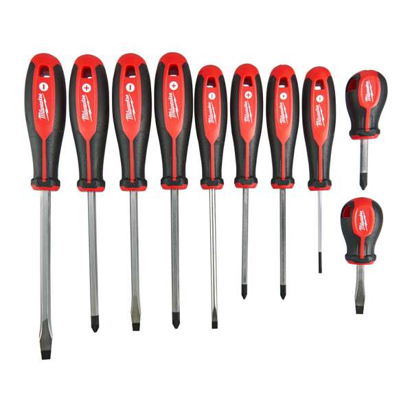 MILWAUKEE Screwdriver Set 11325200 10 -piece screwdriver set (PZ/PH/SL), Dimensions: PZ1/PZ2/PH1/PH1/SL3/SL5.5/SL6.5/SL6.5/SL8