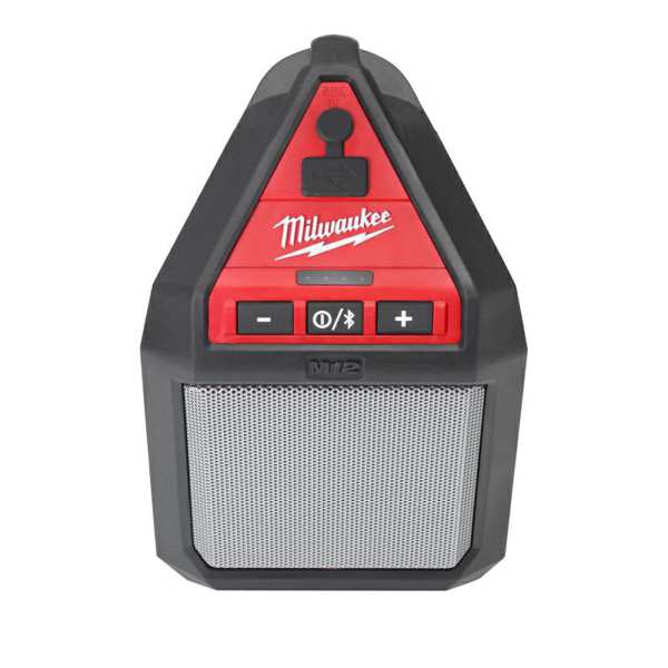 MILWAUKEE Wireless speaker 11325796 M12 JSSP-0 Bluetooth battery speaker (12V). Battery voltage: 12V, speaker power: 5W, Dimensions: 105.5 x 153, weight: 0.5 kg. Bluetooth, USB charging option 2.1a. Compatible battery without M12, battery and charger! 1.