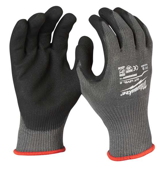 MILWAUKEE Labour safety gloves 11325588 Cutting -proof protective gloves - 5/E cutting level - XL/10 - 1 pair, gray, double -layer, double -dipped palm for greater durability, excellent adhesion, wide temperature range and oily surfaces, smartswipe palms and fingertips - allows you to use touch screen devices without removing gloves, compliance with EN ISO 21420 and EN388: 2016 (4x44e) standards