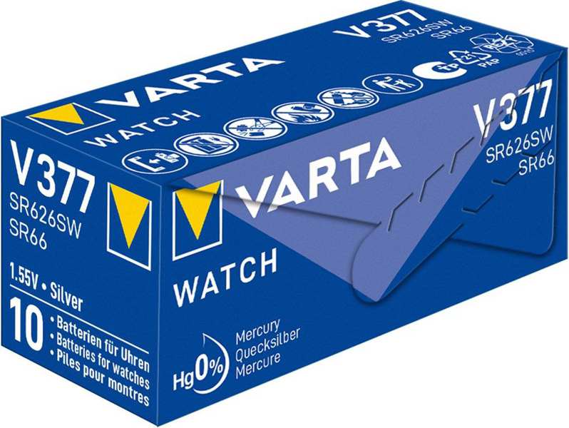 VARTA Batterie 11248045 V377/SR66/SR626SW Clockelement, Silberoxid, 10pcs Pack 1.