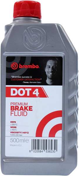 BREMBO Bremsflüssigkeit 10103548 DOT 4, 0,5 L
Inhalt [Liter]: 0,5, Gebindeart: Flasche, Trockensiedepunkt [°C]: 245, Nasssiedepunkt [°C]: 157, Bremsflüssigkeit Viskosität bei -40°C: 1500
Kann aus Gründen der Qualitätssicherung nicht zurückgenommen werden! 1.