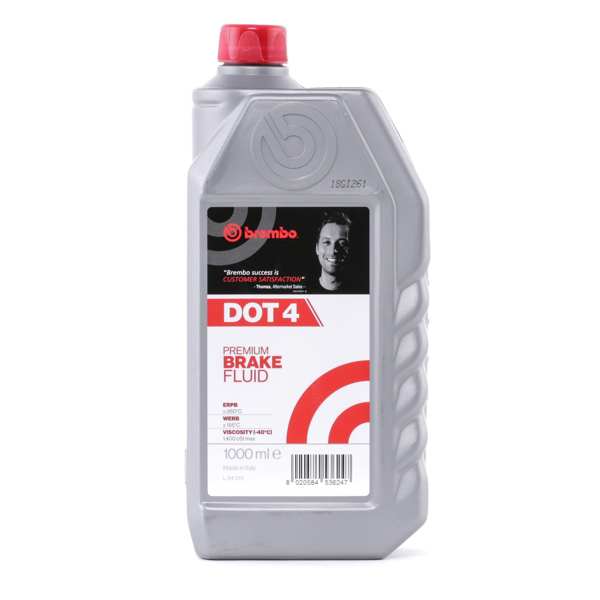 BREMBO Brake fluid 10103549 DOT 4, 1 L
Content [litre]: 1, Packing Type: Bottle, Dry Boiling Point [°C]: 245, Wet Boiling Point [°C]: 157, Brake fluid viscosity at -40°C: 1500 1.