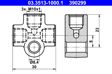 ATE Verbindungs-/Verteilerstück, R 973220 Form: T-Form (T-Stück), Anschlussanzahl: 3, Gewindemaß: M10x1, Gewindeausführung: DIN 74235 Form FL, Befestigungsart: Flanschbefestigung, Bohrung-O [mm]: 8,4, Lochabstand 1/Lochabstand 2: 8,0/23,0, Länge [mm]: 30,0 2.