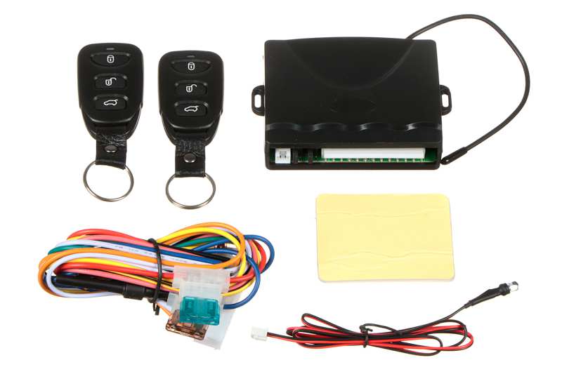 UNIX Steuerung der Zentralverriegelung (universal) 677152 12V, Central Lock Controller, 2 schwarze Fernbedienung, Funktionen: - Autosuchung, - Kofferraumöffnung ( -, +) - Comfort Electronics Control (Fensterzug) - LED -Feedback